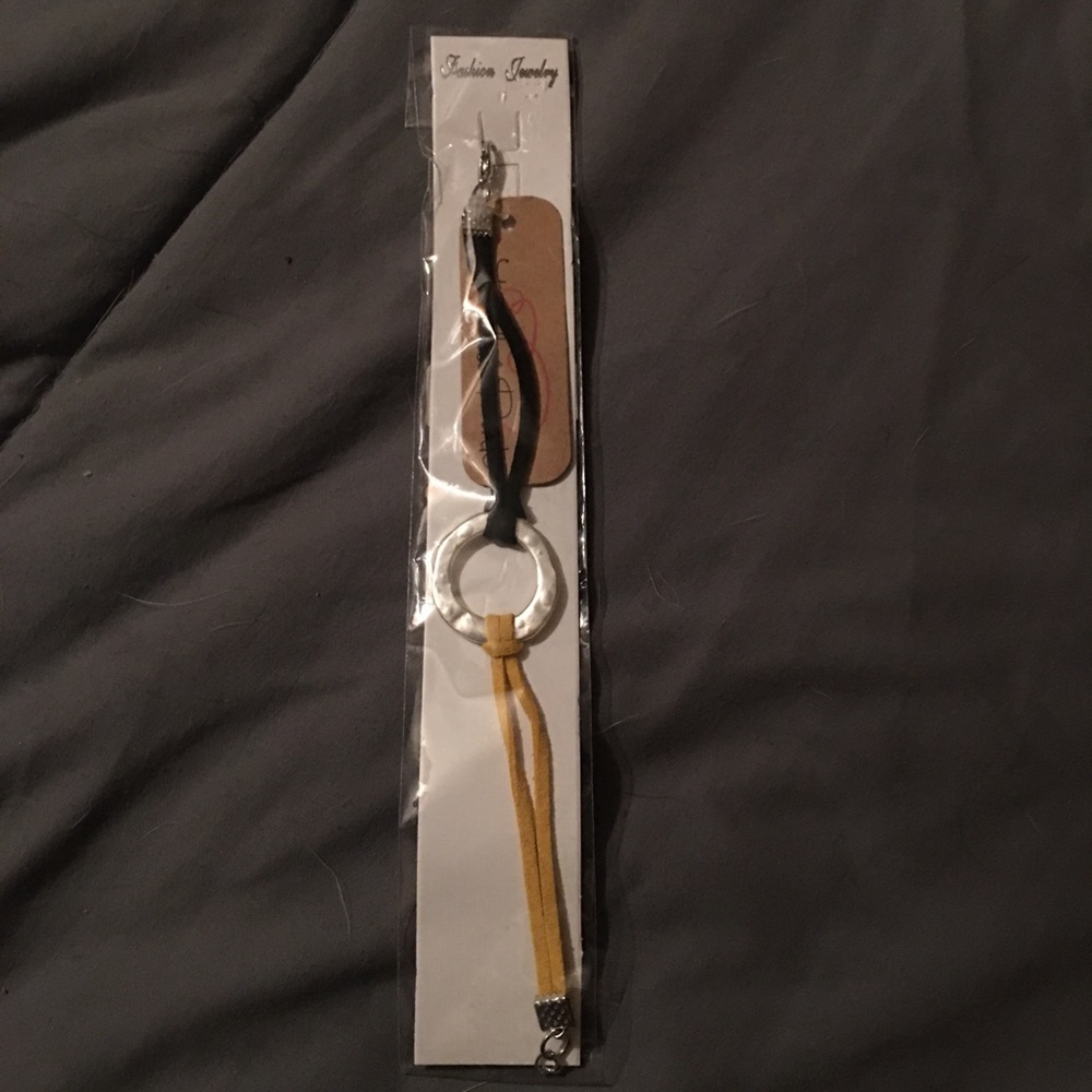Simple Black and Gold Suede and Silver Circle Bracelet from Tickles Pink